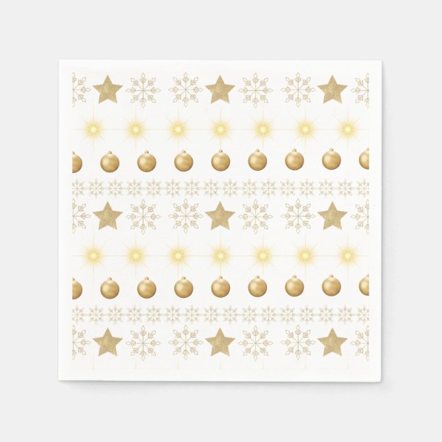 Luxury Gold and White Luxury Festive Pappersservett (Framsidan)