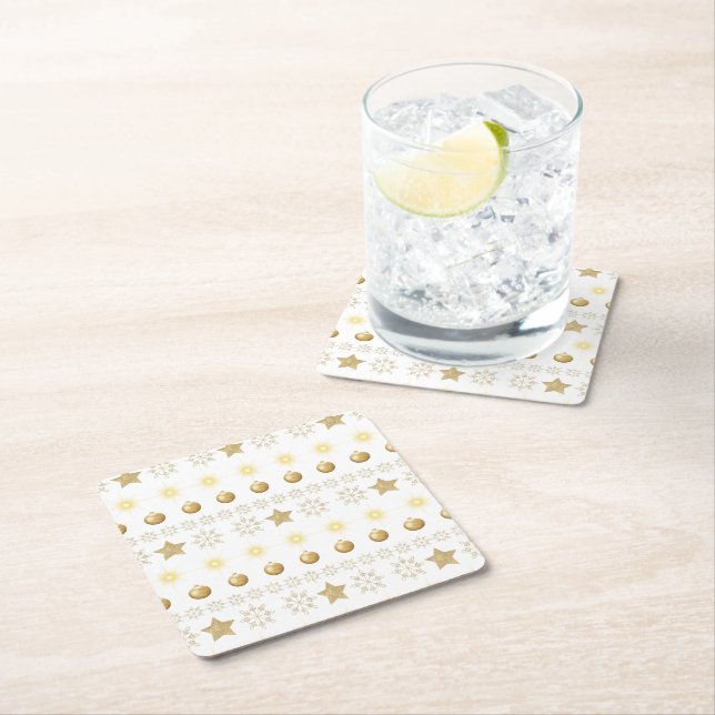 Luxury Gold and White Luxury Festive Underlägg Papper Kvadrat (Insitu)