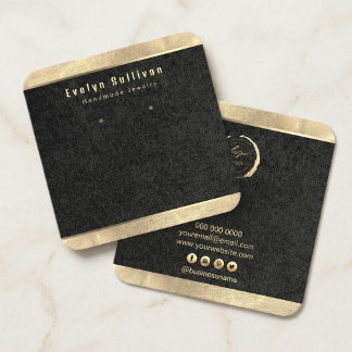 Luxury Gold & Black Jewelry Display Card – Minimal Fyrkantigt Visitkort