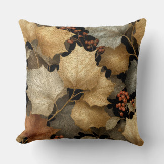 Luxury Gold Botanical Leaves Throw Pillow Kudde