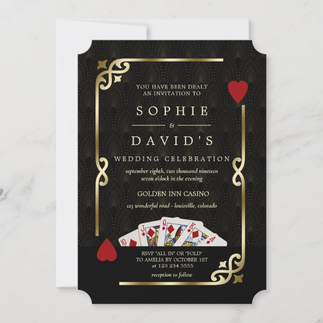 Luxury Gold Casino Vegas Poker Wedding Inbjudningar (Framsida)