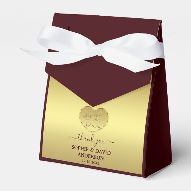 Luxury Gold Deep Burgundy Wedding Anniversary  Presentaskar (Framsidan Sidan)