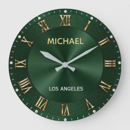 Luxury Gold Elegant Emerald Green Stor Klocka