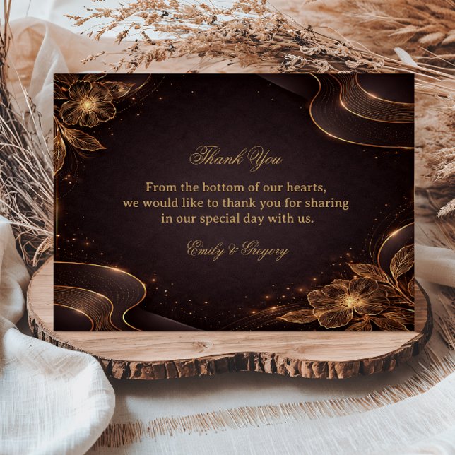 Luxury Gold Floral Wave Tack Kort (Skapare uppladdad)