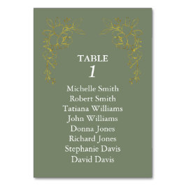 Luxury Gold Flowers Royal Sage Green Wedding Bordsnummer