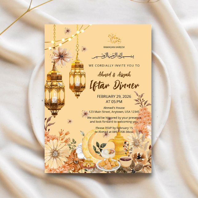 Luxury Gold flowwer Ramadan iftar invitation Inbjudningar (Skapare uppladdad)