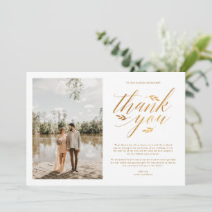 Luxury Gold Foil Calligraphy Photo Bröllop Tack Kort
