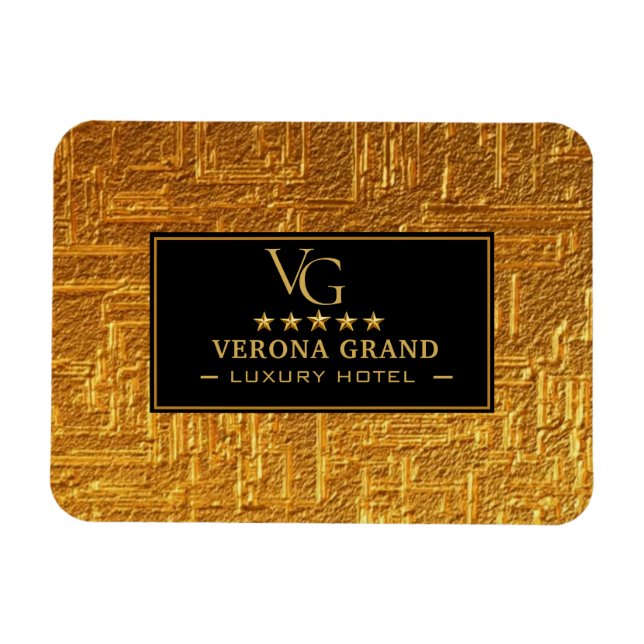 Luxury Gold Foil Five Star Hotel Branding Elegant  Magnet (Horisontell)