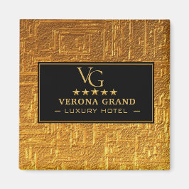 Luxury Gold Foil Five Star Hotel Branding Elegant Magnet