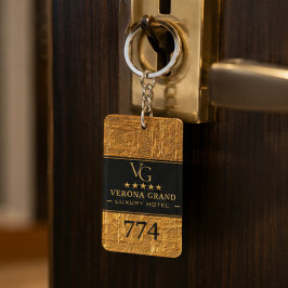Luxury Gold Foil Five Star Hotel Branding Elegant Nyckelring