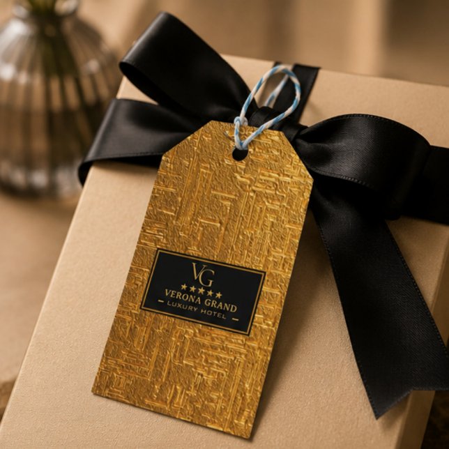 Luxury Gold Foil Five Star Hotel Branding Elegant  Presentetikett (Skapare uppladdad)