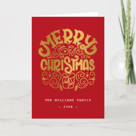 Luxury Gold Foil God jul Red Personlig Helgkort