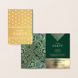 Luxury Gold Foil Green Christmas Party Invitations Folierat Kort