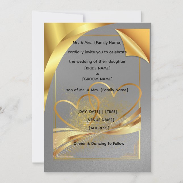 Luxury Gold Foil Style Wedding Invitation | Modern Inbjudningar (Framsida)
