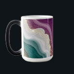 Luxury Gold Glitter Marble Pattern Magisk Mugg<br><div class="desc">Soft flowing waves of teal and deep purple blend together with shimmering gold sparkles. A stylish abstract pattern with a modern and luxurious feel.</div>
