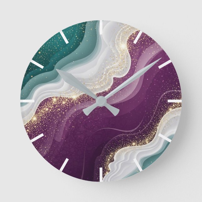 Luxury Gold Glitter Marble Pattern Rund Klocka (Framsida)