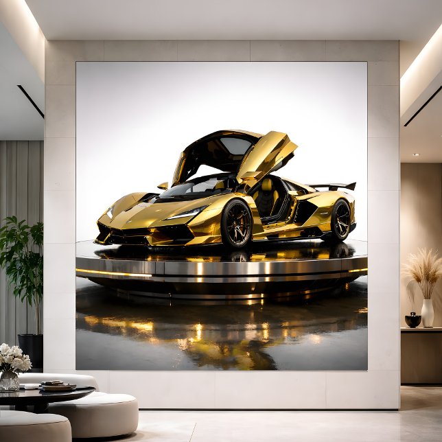 Luxury Gold Hypercar Futuristic Supercar Artwork Kort (Skapare uppladdad)