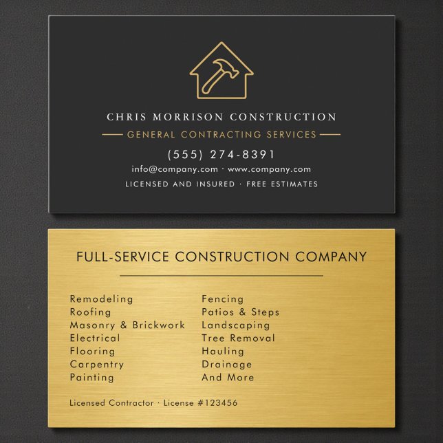 Luxury Gold Industrial Construction Visitkort (Skapare uppladdad)