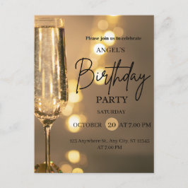 Luxury Gold Lights Birthday Invitation Helg Vykort