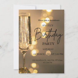 Luxury Gold Lights Birthday Invitation Inbjudningar