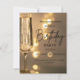 Luxury Gold Lights Birthday Invitation Inbjudningar