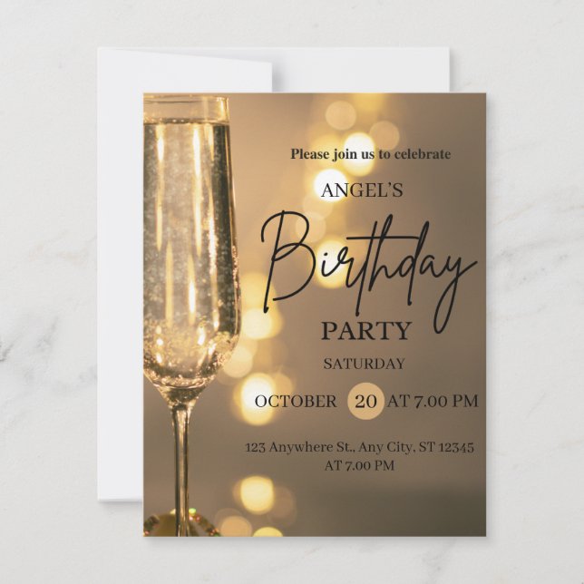 Luxury Gold Lights Birthday Invitation Kort (Framsida)