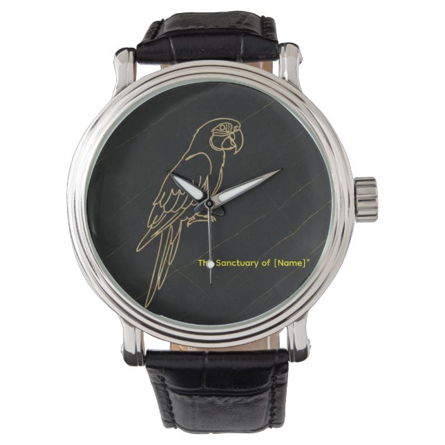 Luxury Gold Macaw Parrot Marble Wristwatch Armbandsur (Framsida)