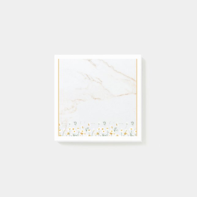 Luxury Gold Marble Daisy Post-it Notes Block (Framsida)