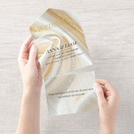 Luxury Gold Minimalist IFoil All in One Invitation