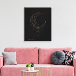Luxury Gold Minimalist Moon Canvas Art