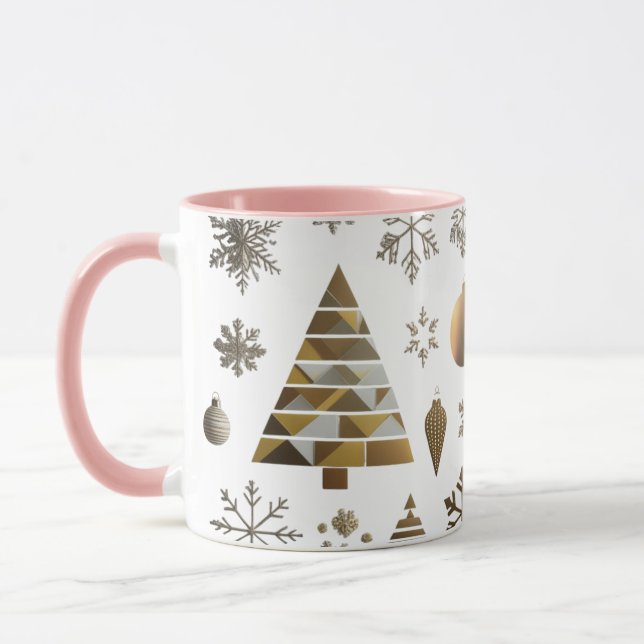 Luxury Gold Mosaic Geometric Tree Combo Mug  Mugg (Vänster)