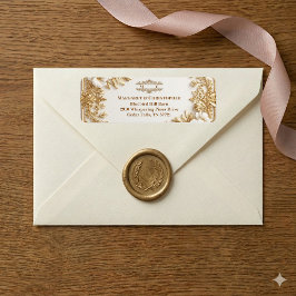 Luxury Gold Ornate Baroque Gilded Monogram Wedding Returadress Etikett