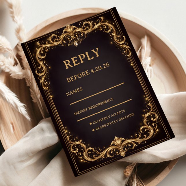 Luxury Gold Ornate Sparkle OSA Kort (Skapare uppladdad)