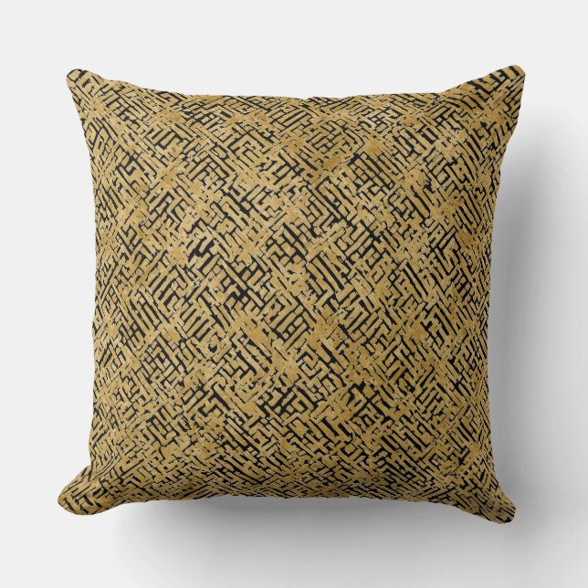 Luxury Gold Pattern ,Gold Black Kudde (Framsida)