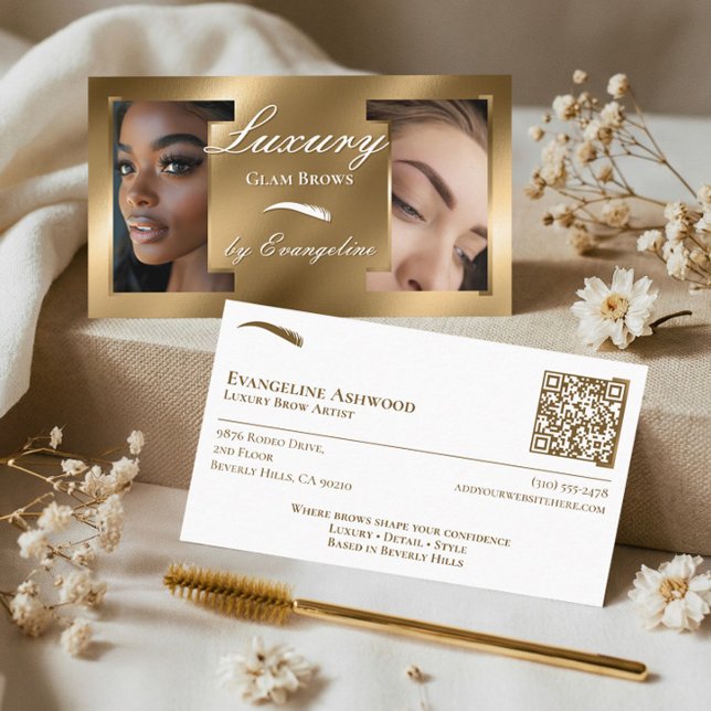 Luxury Gold Professional Beauty Brow Artist Photos Visitkort (Luxury Gold Professional Beauty Brow Artist Photos Business Card)