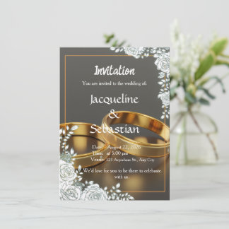 Luxury Gold Rings Wedding Invitation Inbjudningar