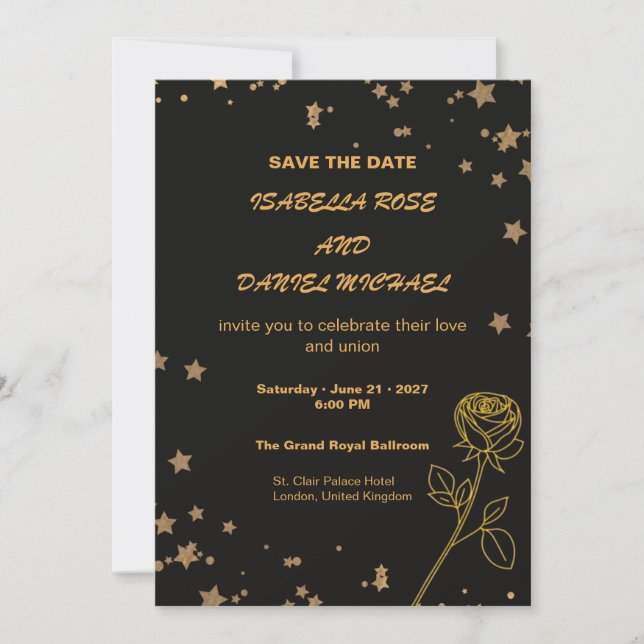 Luxury Gold Save the Date Wedding Card Spara Datumet (Framsida)