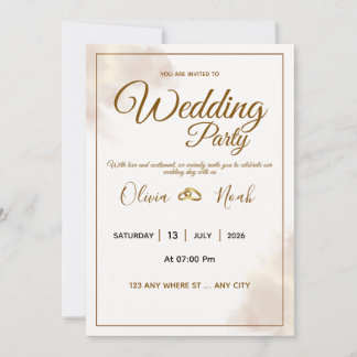 Luxury Gold Script Wedding Invitation Inbjudningar