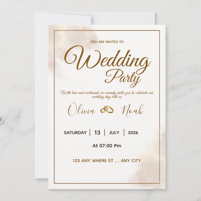 Luxury Gold Script Wedding Invitation Inbjudningar (Framsida)