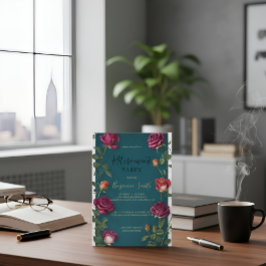 Luxury Gold Text Dark Turquoise Rose Retirement In Inbjudningar