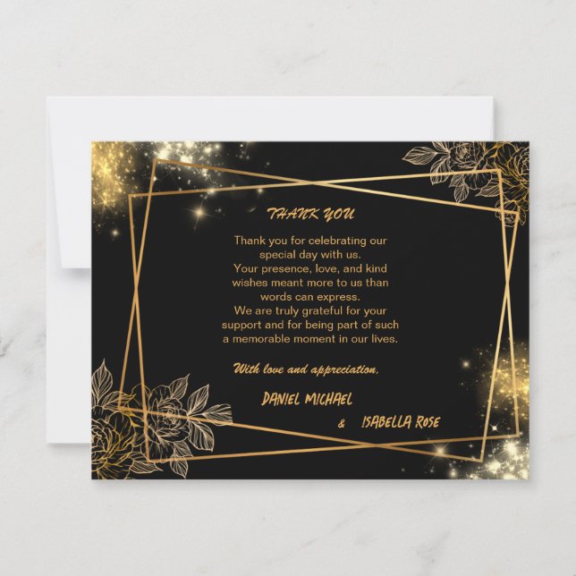 Luxury Gold THANK YOU Wedding Card (Framsida)