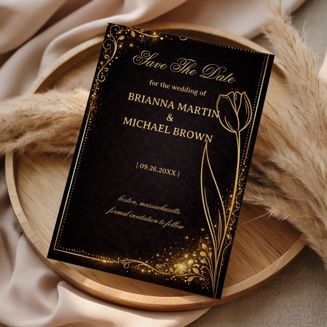 Luxury Gold Tulip Sparkle Spara Datumet (Skapare uppladdad)