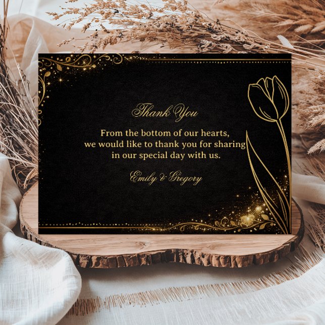 Luxury Gold Tulip Sparkle Tack Kort (Skapare uppladdad)