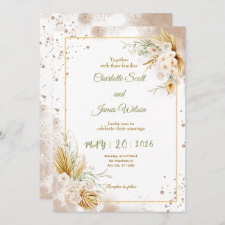 Luxury Gold Wedding Invitation Inbjudningar