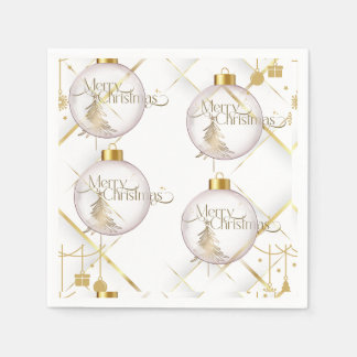 Luxury Gold & White Christmas Bauble Pappersservett