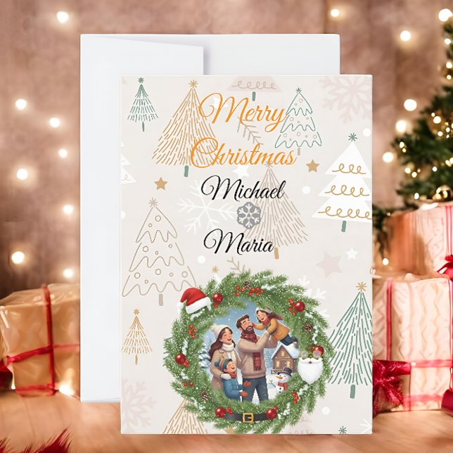LUXURY Gold Wreath Photo Card | Holiday 2026 Inbjudningar (Skapare uppladdad)