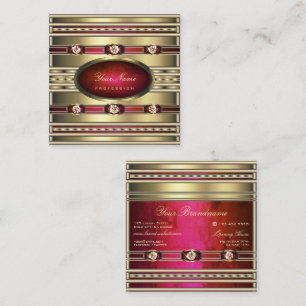 Luxury Golden and Red Rosa Gradient Marble Mönster Fyrkantigt Visitkort