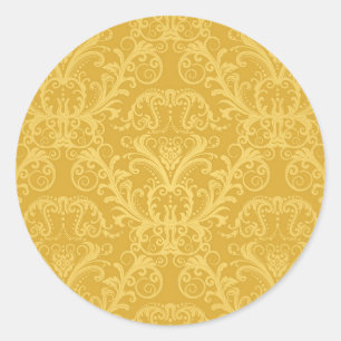 Luxury Golden Blommigt Tapet Runt Klistermärke