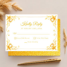 Luxury Golden Blommigt White och Guld Quinceanera OSA Kort