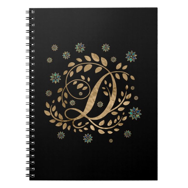 Luxury Golden Calligraphy Monogram med brev D Anteckningsbok (Framsidan)